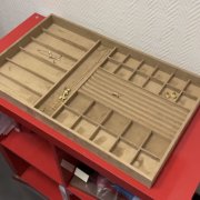Ящик для хранения бижутерии, украшений в комоде. гардеробной - светло-коричневая элитная замша