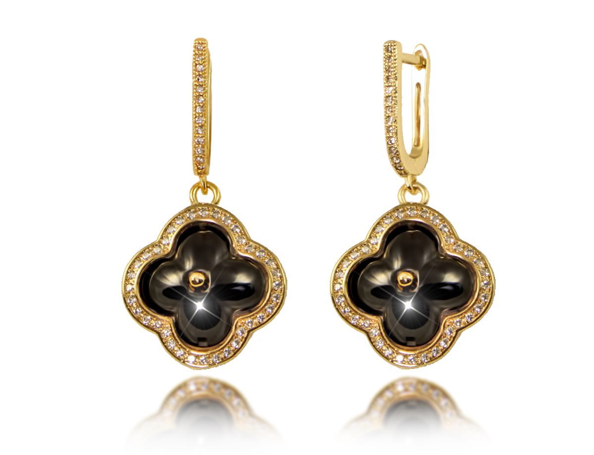  Серьги керамика Black Flower -  купить в интернет-магазине Белый Барс - фото