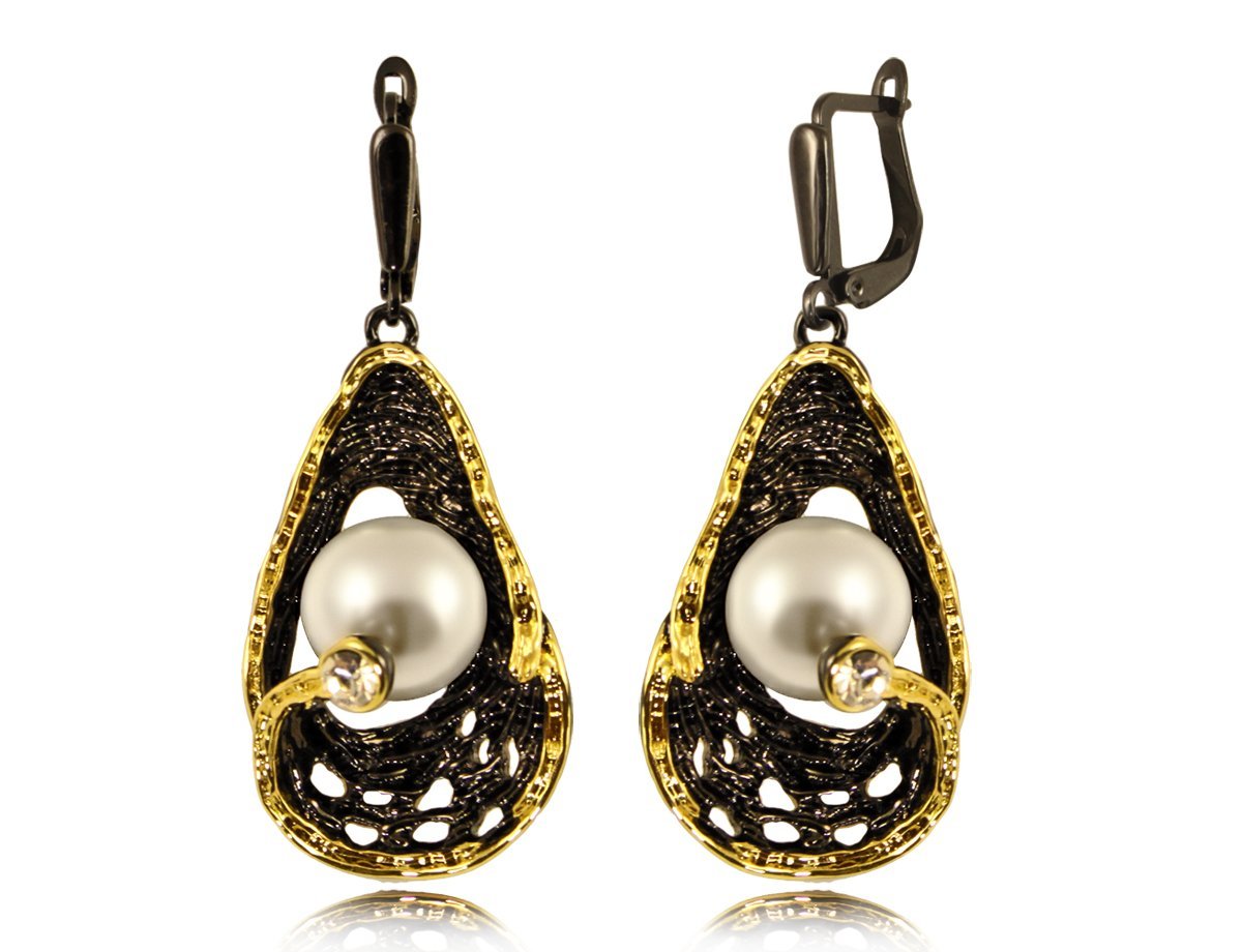 Серьги с жемчугом Black style Gold -  купить в интернет-магазине Белый Барс - фото