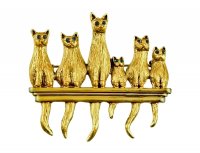 Брошь Семья кошек