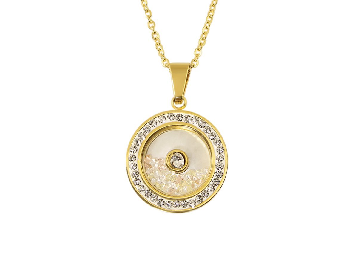 Кулон с плавающими кристаллами Gold glitter -  купить в интернет-магазине Белый Барс - фото