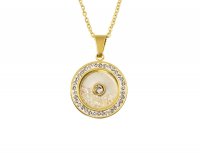 Кулон с плавающими кристаллами Gold glitter