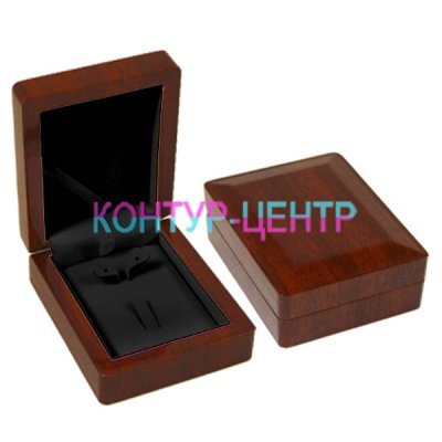 MO-802 Деревянный футляр под гарнитур. Красное дерево. Серьги и кольцо
