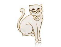 Брошь Белый кот