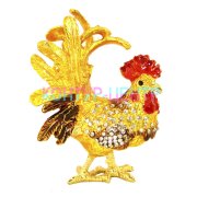 Шкатулка Петух металлическая со стразами