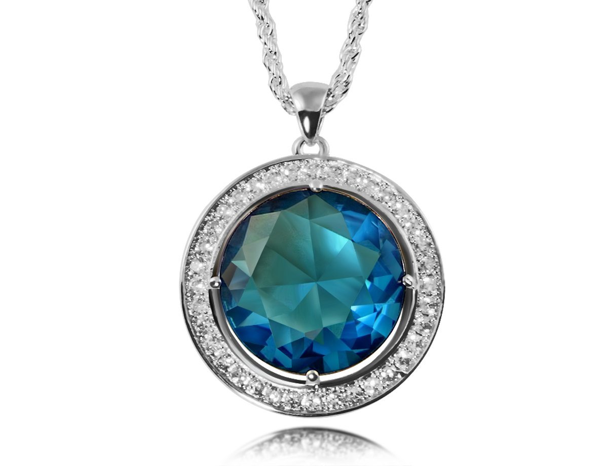 Кулон круглый с камнем Blue -  купить в интернет-магазине Белый Барс - фото