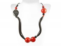 Колье Murano черное с красным