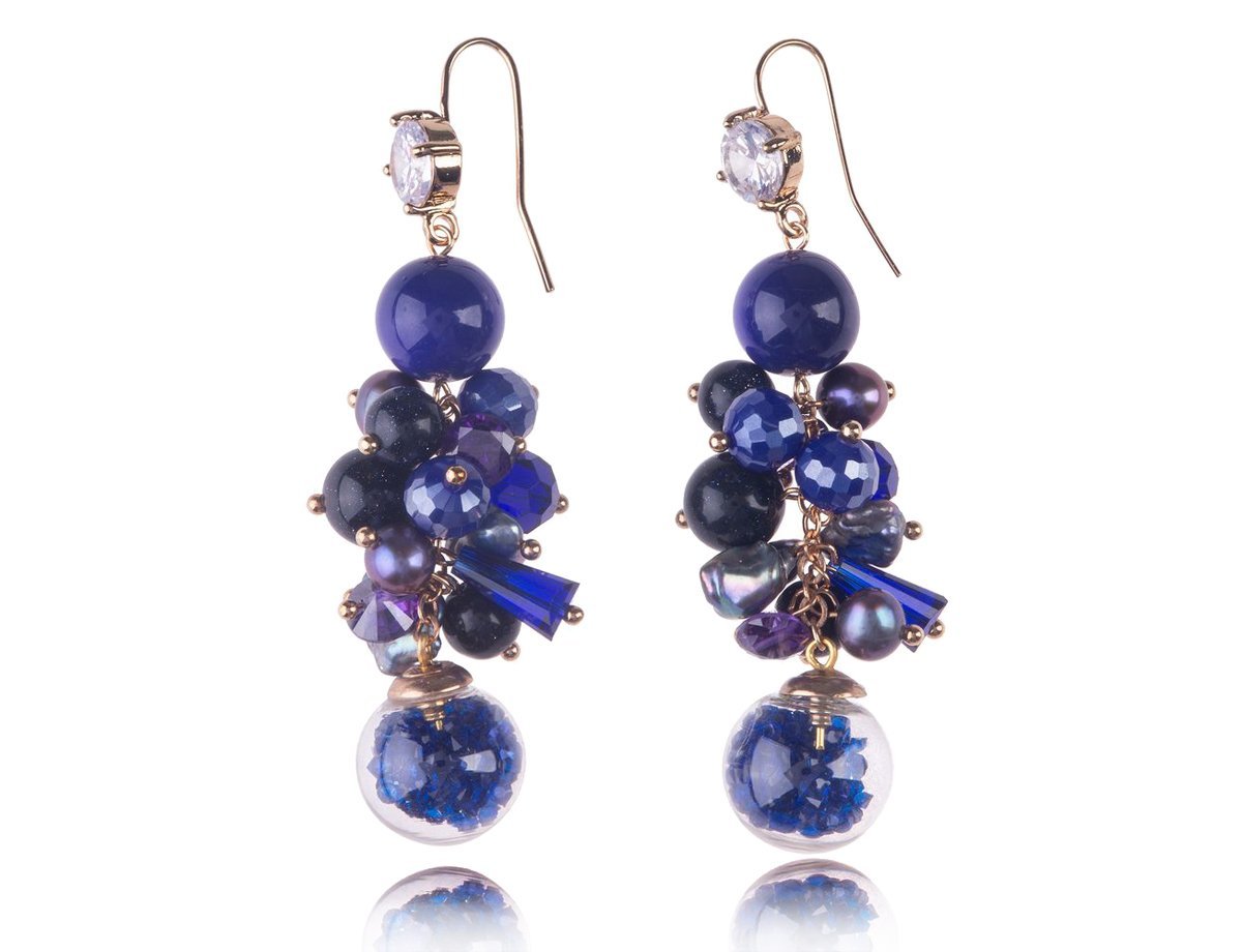Серьги длинные синие Blue -  купить в интернет-магазине Белый Барс - фото