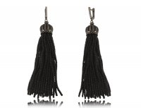 Серьги кисточки черные из бисера  
