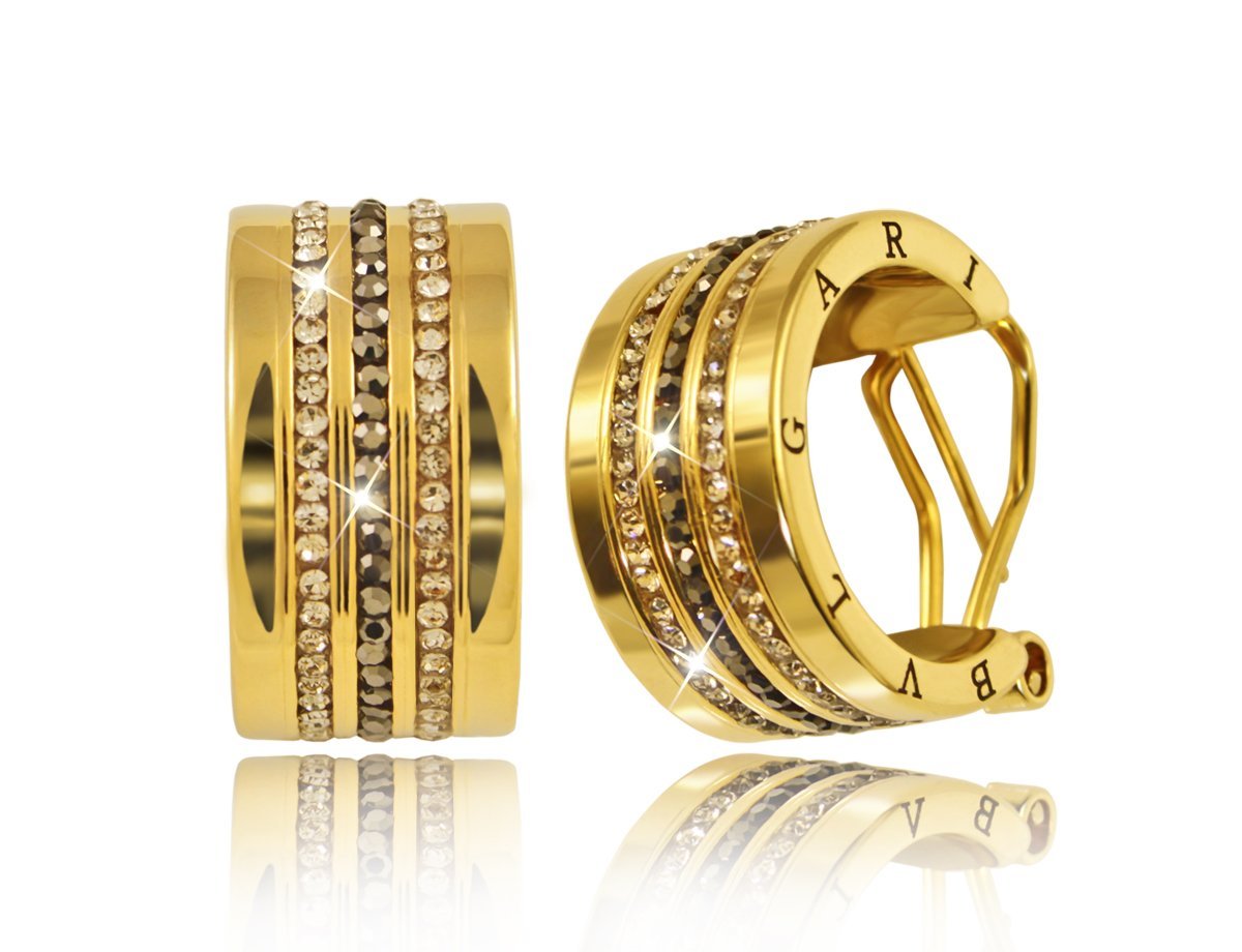  Серьги с кристаллами Triple track gold  -  купить в интернет-магазине Белый Барс - фото