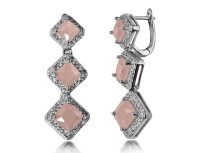 Серьги розовые с кристаллами Pinkc сrystal     