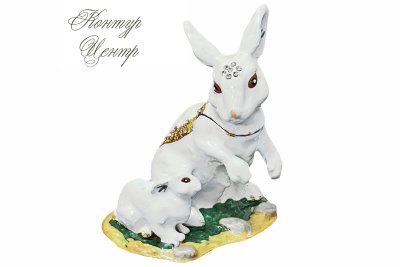 Металлическая шкатулка со стразами Кролик