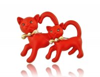 Брошь Кошки красные