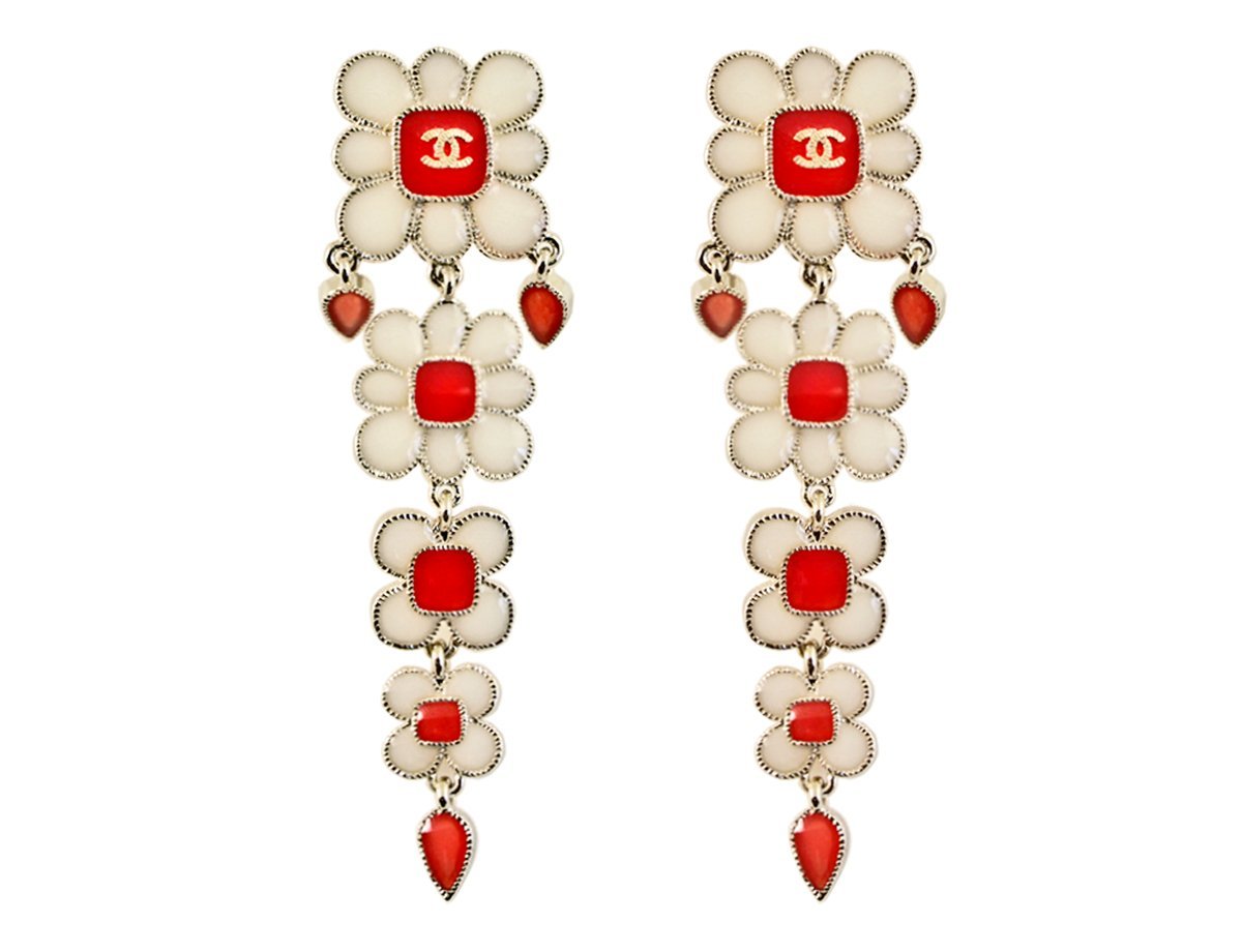 Серьги длинные Enamel flowers -  купить в интернет-магазине Белый Барс - фото