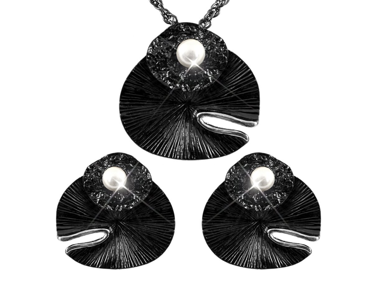 Комплект с жемчугом Black style -  купить в интернет-магазине Белый Барс - фото