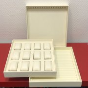 Планшет для часов, украшений на заказ по размерам - кожа цвета слоновая кость