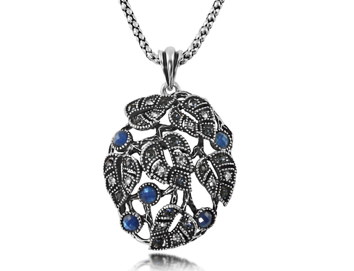 Цепочка с кулоном Blue crystal -  купить в интернет-магазине Белый Барс - фото