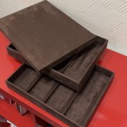 Планшеты для украшений с глухой съемной крышкой - темно-коричневая элитная замша