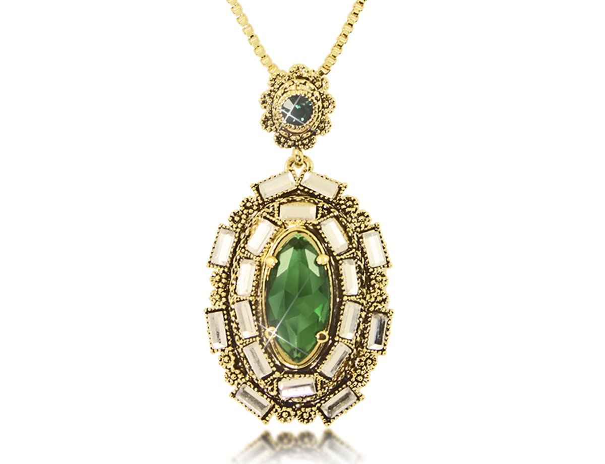 Кулон с зеленым камнем Vintage -  купить в интернет-магазине Белый Барс - фото