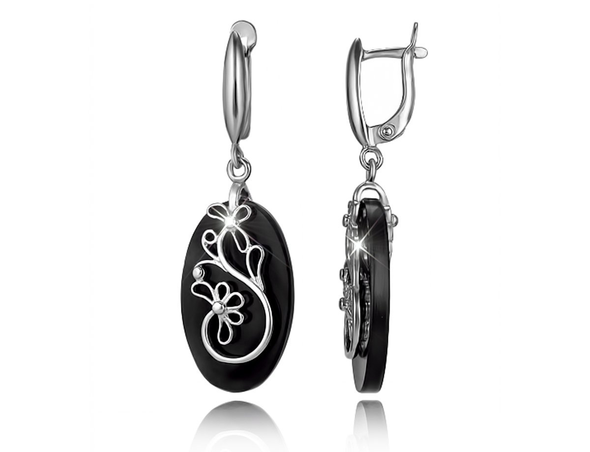 Серьги висячие черные Black -  купить в интернет-магазине Белый Барс - фото