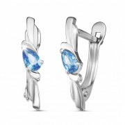 Серьги с голубым фианитом Blu