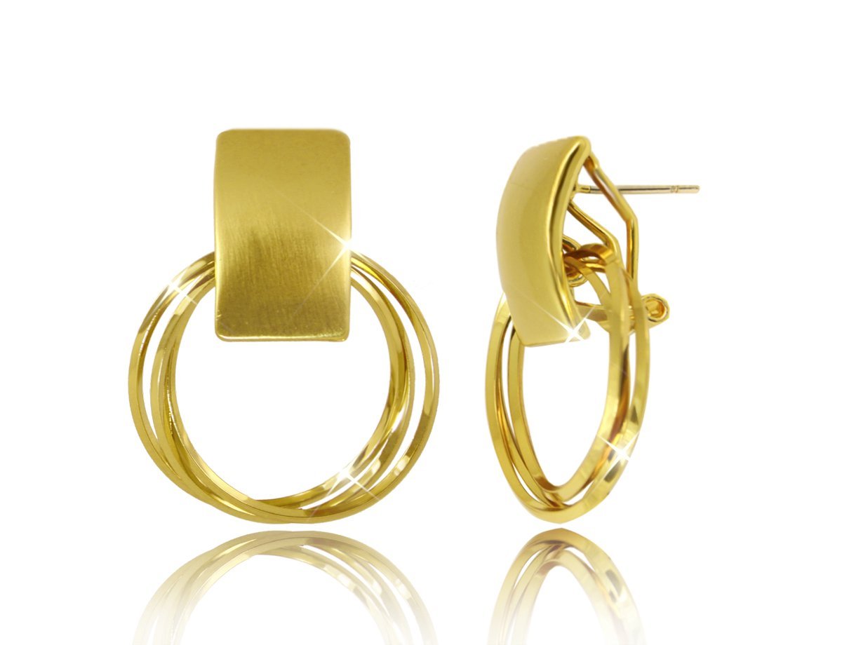 Серьги с колечками Gold -  купить в интернет-магазине Белый Барс - фото
