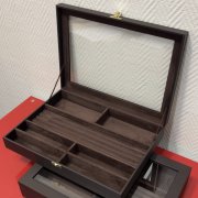Планшет для украшений со стеклянной крышкой - коричневые элитная замша и кожа
