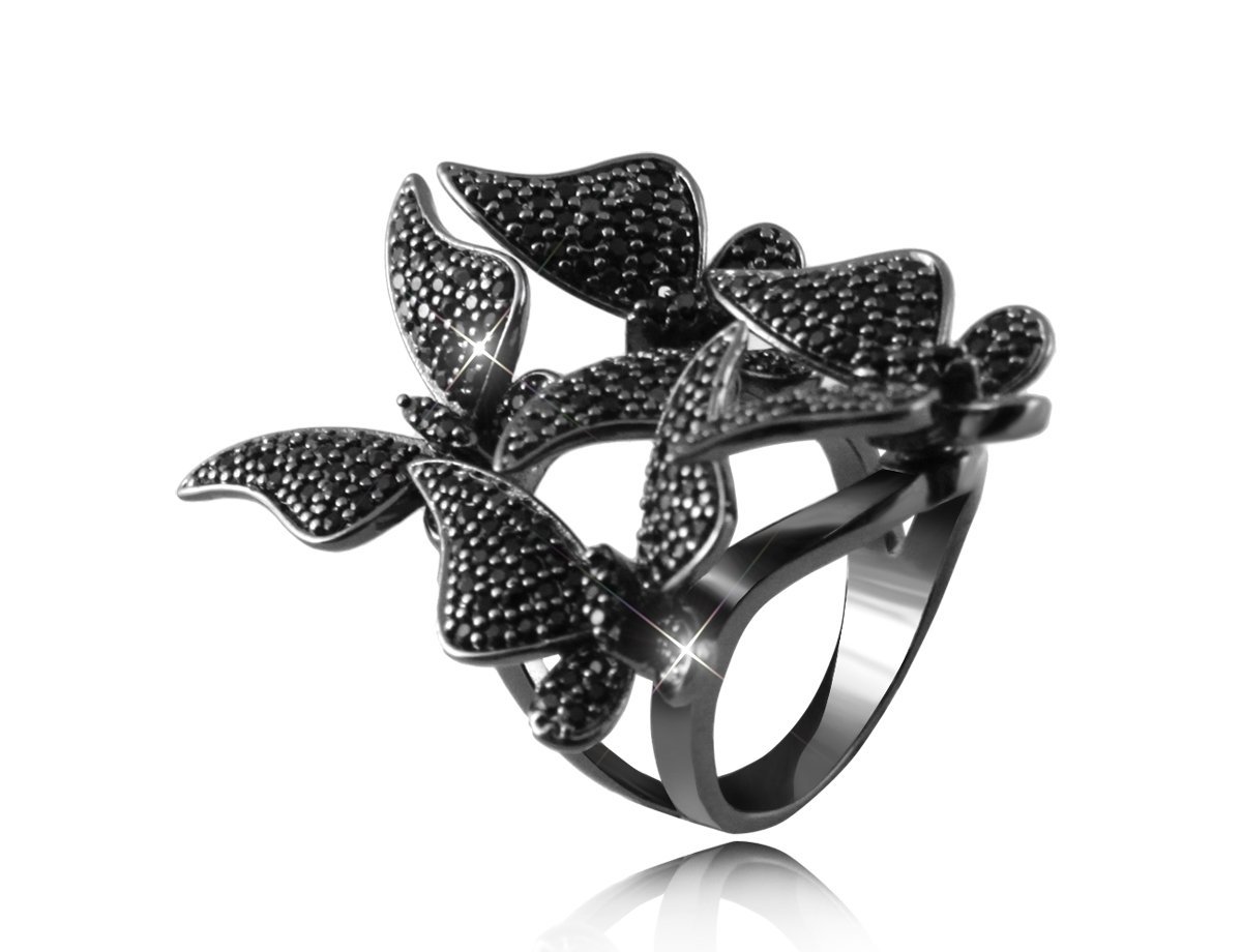 Кольцо Бабочки Black -  купить в интернет-магазине Белый Барс - фото