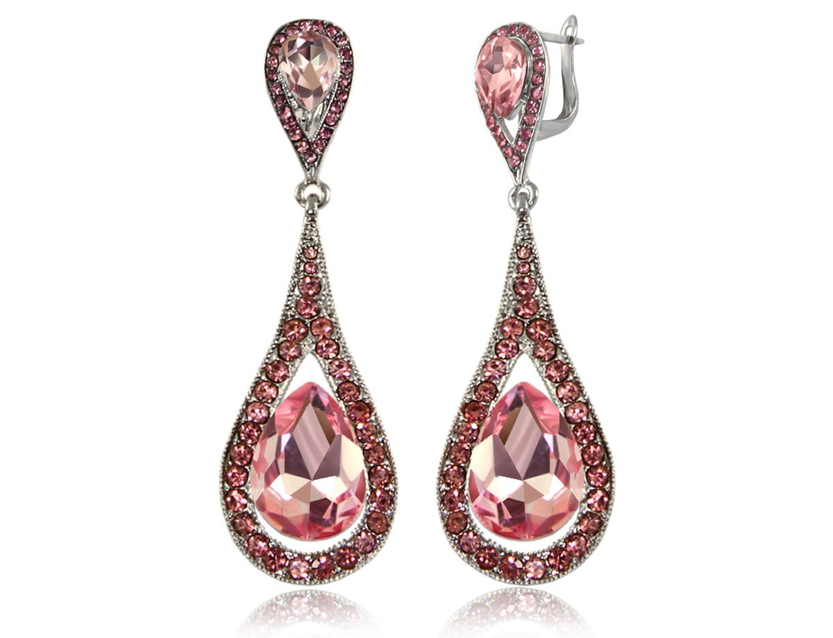 Серьги розовые камни -  купить в интернет-магазине Белый Барс - фото