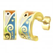  Серьги с эмалью Золотые