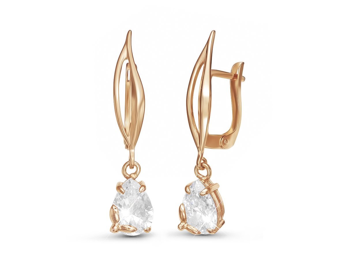 Серьги женские с фианитом -  купить в интернет-магазине Белый Барс - фото
