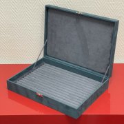 Шкатулка-планшет с глухой крышкой - элитные серая и изумрудная замша