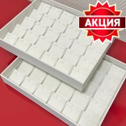 Планшет для серег из белой кожи - Кармашки с лепестками