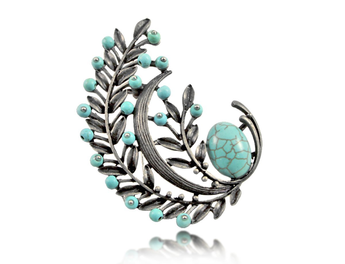 Брошь с бирюзой -  купить в интернет-магазине Белый Барс - фото